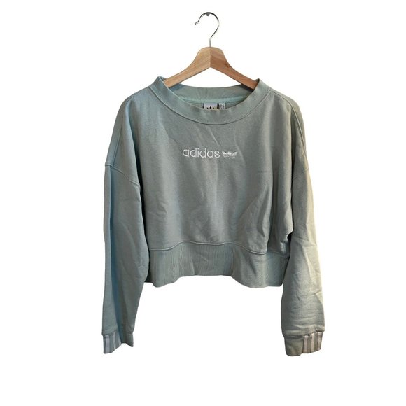 adidas Tops - Adidas Pullover Sweatshirt Slight Crop Oversized Light Green Women's Size Small